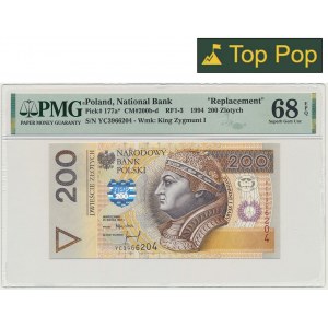 200 złotych 1994 - YC - PMG 68 EPQ - seria zastępcza