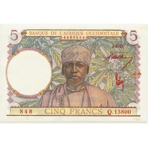 Francie, Francouzská rovníková Afrika, 5 franků 1943