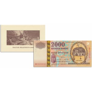 Maďarsko, pamätná bankovka v hodnote 2 000 forintov 2000 v priečinku