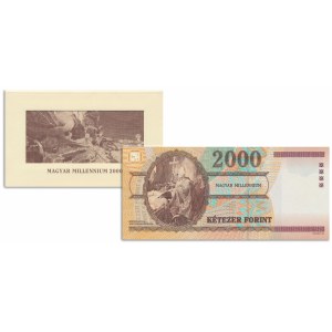 Ungarn, 2.000 Forint 2000-Gedenkbanknote in Emissionsmappe