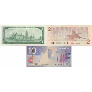 Kanada, Satz von 1-10 Dollar 1967-2008 (3 Stück).