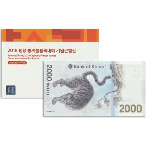 Južná Kórea, 2 000 wonov 2018 - Olympijské hry - v priečinku s emisiami -.