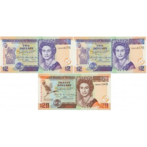 Belize, sada 20 dolarů 2007-12 (3 kusy).