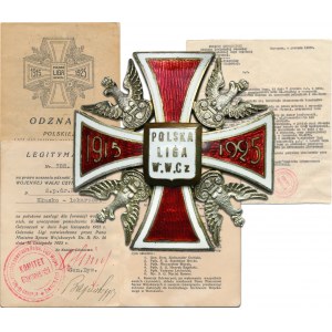 Badge of the Polish War League of Active Combat with an identity card and document of the late dr. Wacław Hłaska - UNIQUE SET