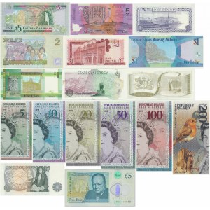 Sada, bankovky královny Alžběty II (17 kusů).