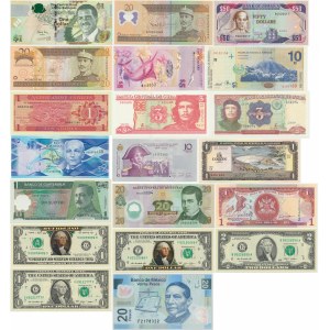 Severní a Střední Amerika, sada bankovek (20 ks)