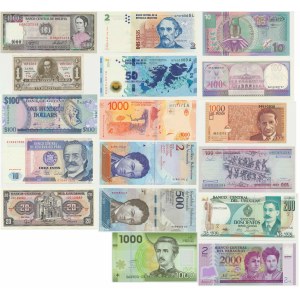 Südamerika, Banknotensatz (17 Stück)
