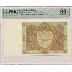 50 zlatých 1929 - Séria DX. - PMG 66 EPQ