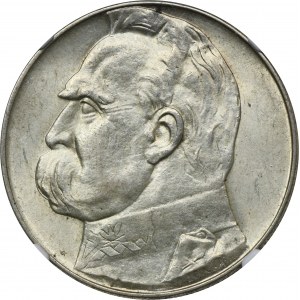 Piłsudski, 10 złotych 1938 - NGC MS62