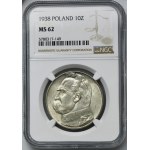 Piłsudski, 10 złotych 1938 - NGC MS62