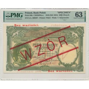 5.000 złotych 1919 - WZÓR - wysoki nadruk - PMG 63