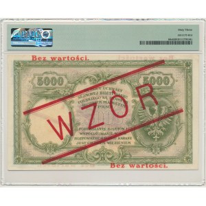 5.000 złotych 1919 - WZÓR - wysoki nadruk - PMG 63