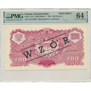 100 złotych 1944 ...owe - WZÓR - Ax 778... - PMG 64