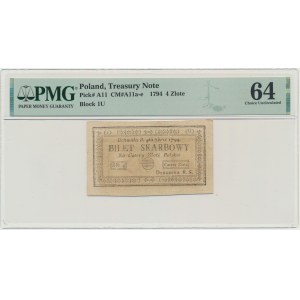 4 zlaté 1794 (1)(U) - PMG 64 - chemická značka s dvojtečkou