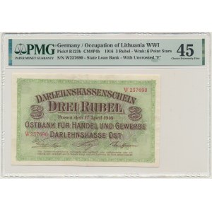 Poznaň, 3 ruble 1916 - W - krátka doložka - PMG 45