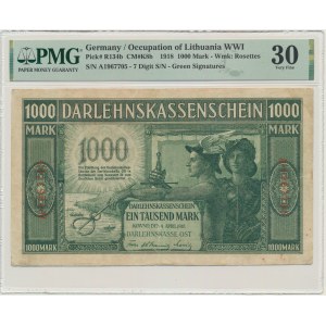 Kaunas 1 000 mariek 1918 - A - 7 číslic - zelená signatúra - PMG 30