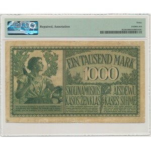 Kowno 1.000 marek 1918 - A - 7 cyfr - zielone podpisy - PMG 30