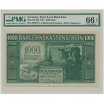 Kowno, 1.000 Mark 1918 - A - 6 digital serial number - PMG 66 EPQ