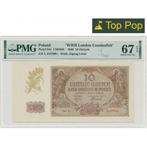 10 zlatých 1940 - L. - London Padělek - PMG 67 EPQ