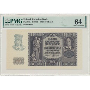 20 złotych 1940 - bez oznaczenia serii i numeracji - PMG 64