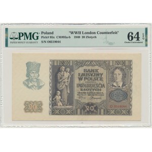 20 Zlato 1940 - O - Londýn Padělek - PMG 64 EPQ