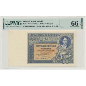 20 zlatých 1931 - DH. - PMG 66 EPQ