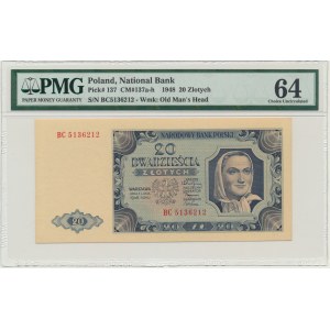 20 złotych 1948 - BC - PMG 64 - pierwsza seria odmiany