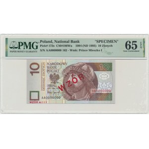 10 złotych 1994 - WZÓR - AA 0000000 - Nr. 162 - PMG 65 EPQ