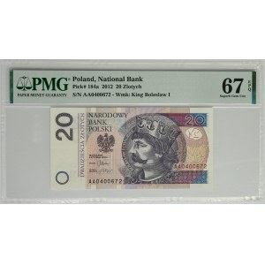 20 złotych 2012 - AA - PMG 67 EPQ