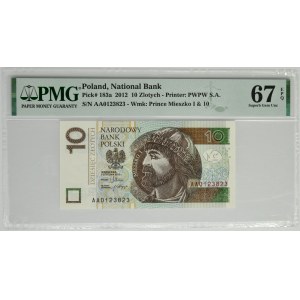 10 złotych 2012 - AA - PMG 67 EPQ