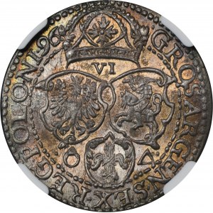 Zygmunt III Waza, Szóstak Malbork 1596 - NGC AU55 - małe popiersie