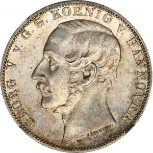 Niemcy, Hanower, Jerzy V, Talar Hanower 1864 B - NGC AU58