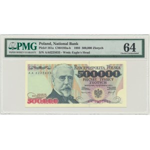 500,000 zl 1993 - AA - PMG 64 - RARE