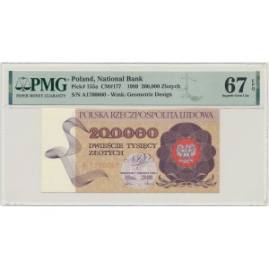 200.000 złotych 1989 - A - PMG 67 EPQ - pierwsza seria