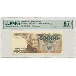 50.000 złotych 1989 - A - PMG 67 EPQ - pierwsza seria - POSZUKIWANA