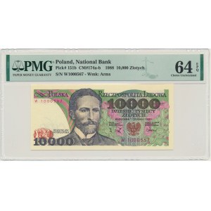 10.000 złotych 1988 - W - PMG 64 EPQ - pierwsza seria rocznika