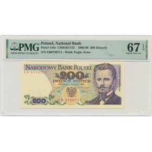 200 złotych 1988 - EB - PMG 67 EPQ - seria przejściowa -