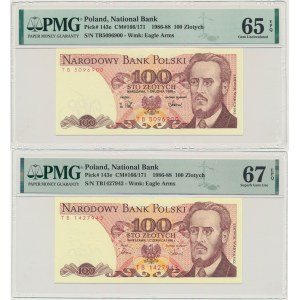 Zestaw, 100 złotych 1986-88 - TB - PMG 65 i PMG 67 EPQ (2 szt.)