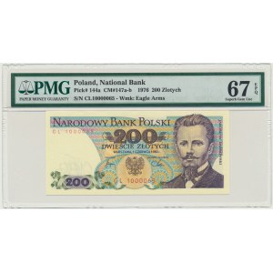 200 złotych 1982 - CL - PMG 67 EPQ - ładny numer seryjny