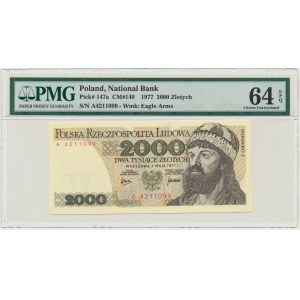 2.000 Gold 1977 - A - PMG 64 EPQ - erste Serie