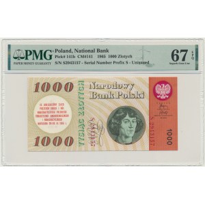 1.000 złotych 1965 - S - PMG 67 EPQ - nadruk PTAiN