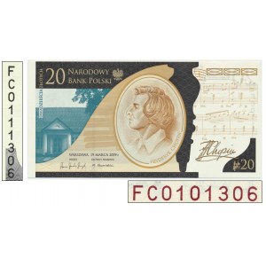 20 PLN 2010 - Fryderyk Chopin - ŠPECIÁLNA CHYBA ČÍSLA -