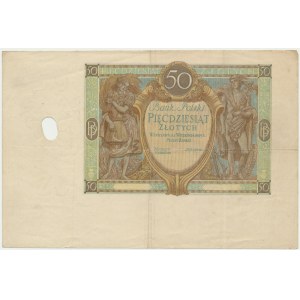 50 Zloty 1929 - Zerstörung ohne Serienkennzeichnung -