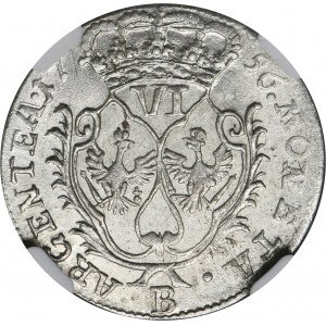 Śląsk, Panowanie pruskie, Fryderyk II, Szóstak Wrocław 1756 B - NGC MS61