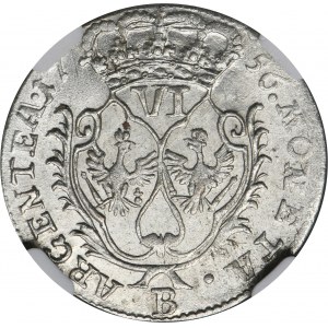 Silesia, Prussia rule, Friedrich II, 6 Groschen Breslau 1756 B - NGC MS61