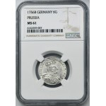 Silesia, Prussia rule, Friedrich II, 6 Groschen Breslau 1756 B - NGC MS61