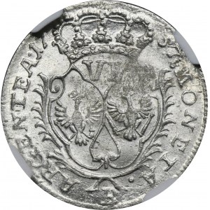 Silesia, Prussian rule, Friedrich II, 6 Groschen Breslau 1757 B - NGC MS62