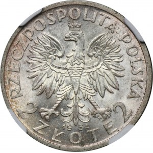 Głowa Kobiety, 2 złote 1934 - NGC MS62