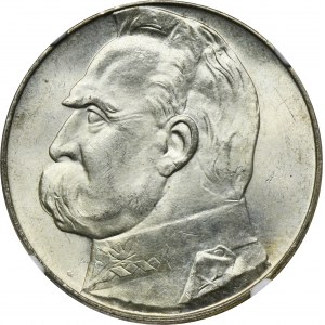 Piłsudski, 10 zlatých 1939 - NGC MS64