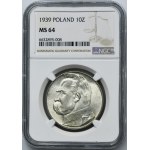Piłsudski, 10 zlatých 1939 - NGC MS64